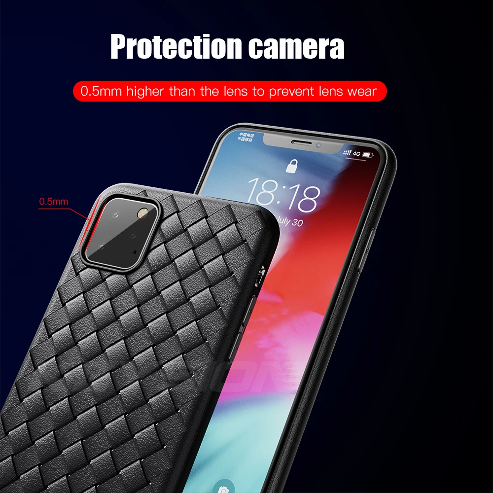 

KEYSION Super Soft silicone Case for iPhone 11 11 Pro Max Luxury matte Grid back Phone cover for iPhone 11 Pro XS XR 6s 7 8 Plus