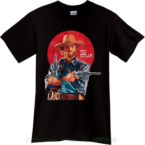 

New Clint Eastwood The Outlaw Western Cowboy Movie Black T Shirt Tee Sz S 3Xl Cotton Cartoon T-Shirts Classical