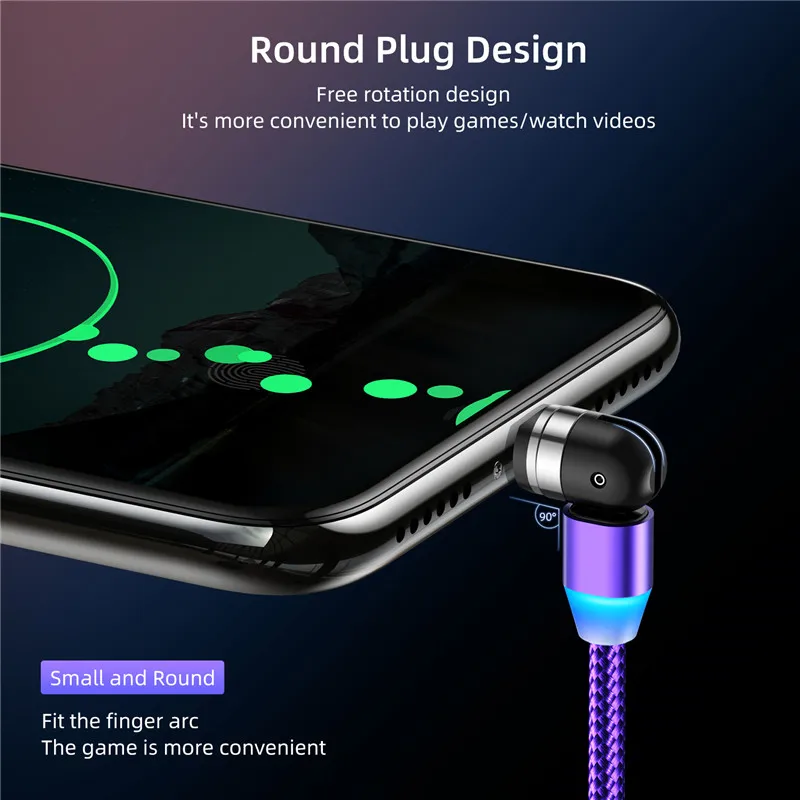 USLION 540 вращающийся магнитный телефонный кабель Micro USB Type-c зарядное устройство