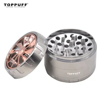 toppuff tobacco herb grinder spice crusher wheel zinc alloy smoking grinder 2 48inch 4piece sharp diamond teeth metal