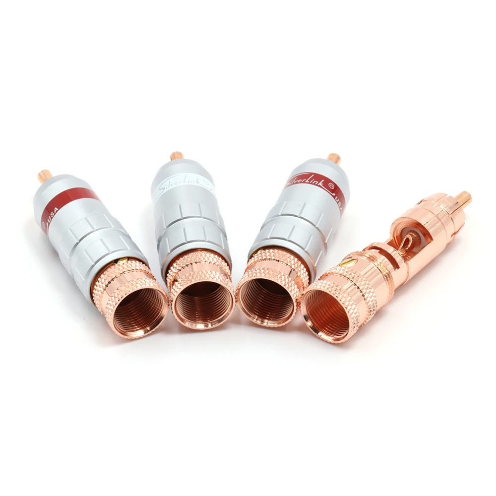 

HIFI CMC Red Copper Plated RCA PlugRCA Male Interconnect plug, Audio Video Cable Adapter Solders