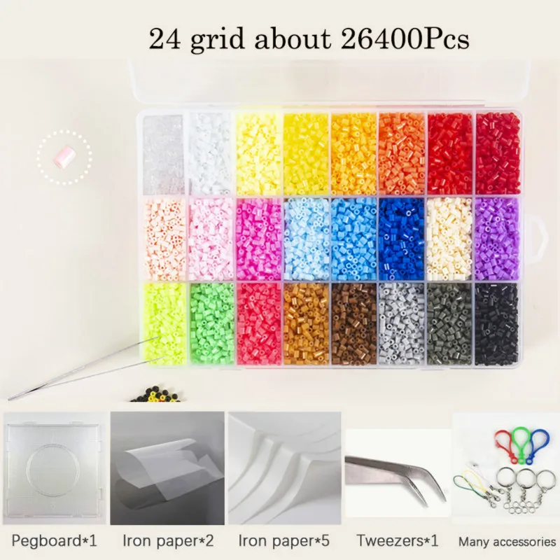 

JINLETONG 26400Pcs hama beads 2.6mm Fuse beads Perler Ironing Beads for Kids Hama Beads Diy 3D Puzzles Handmade Gift