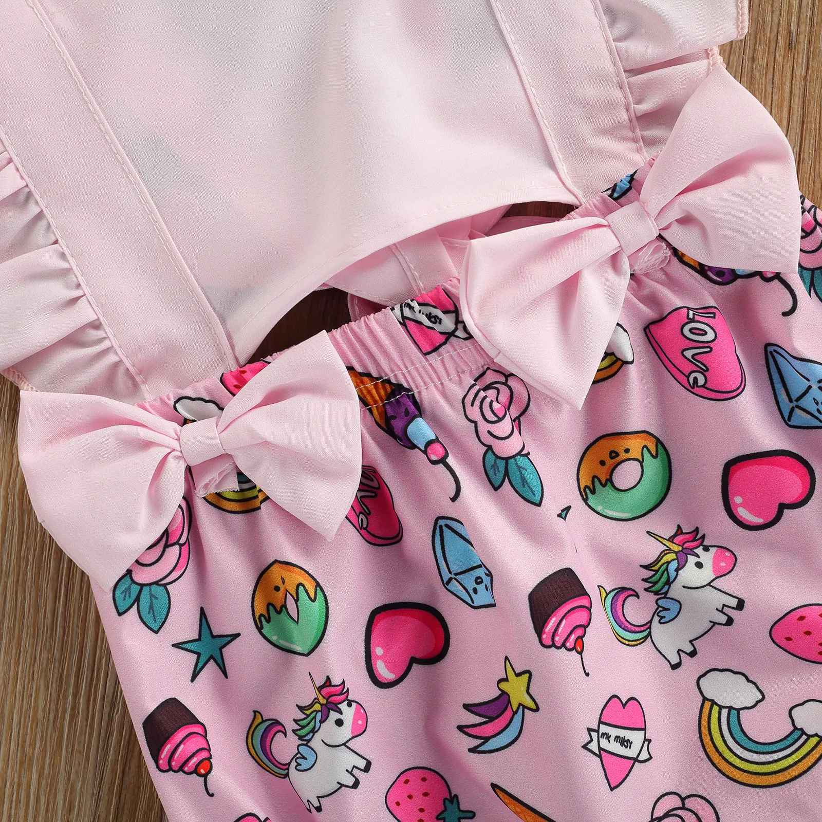 

Infant Romper + Bow Headband, Flower Print Pattern, Ruff Decoration Little Princess Summer Clothing
