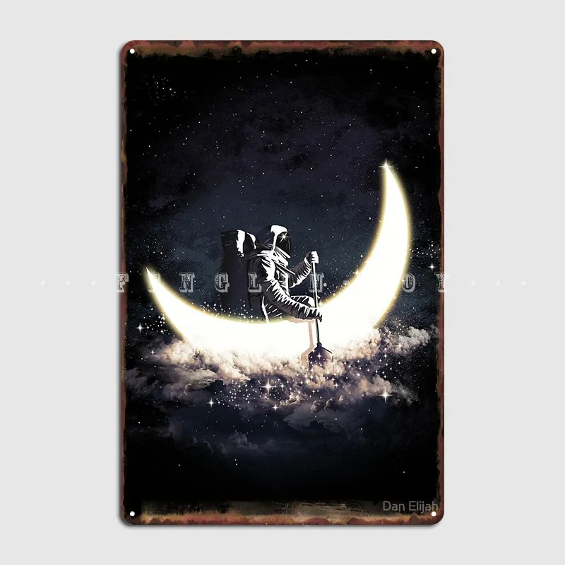 

Металлический плакат Луна парусный плакат для кинотеатра кухни классического паба гаража стены фотоплакат