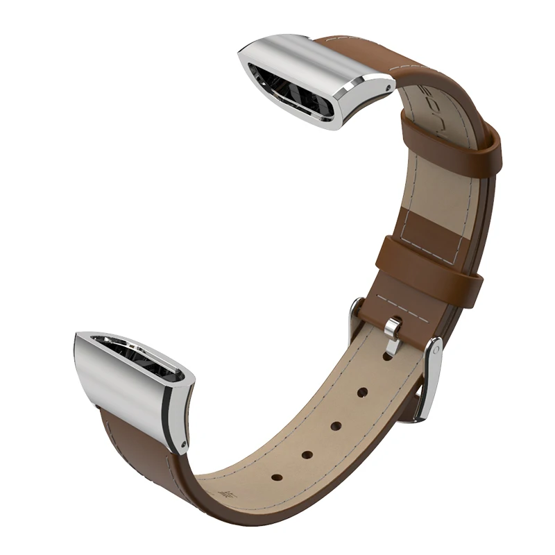 leather brown silver Mijobs для huawei Band 3 pro ремешок в ремне для наручных часов для huawei Band 3 кожаный браслет из нержавеющей стали смарт носимые аксессуары - Цвет: leather brown silver