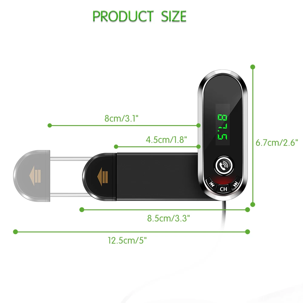 

2 In 1 Car Phone Holder USB FM Transmitter Audio Charger Fast MP3 Bluetooth Car Kit Mic Handsfree for 4.0-5.5 Inch Phone