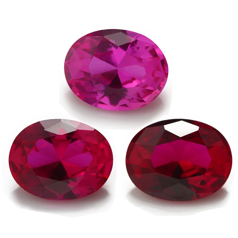 Size 3x5mm~13x18mm Oval Shape Synthetic Corundum Gems Rubi For Jewelry Making 5# 3# 8# Color