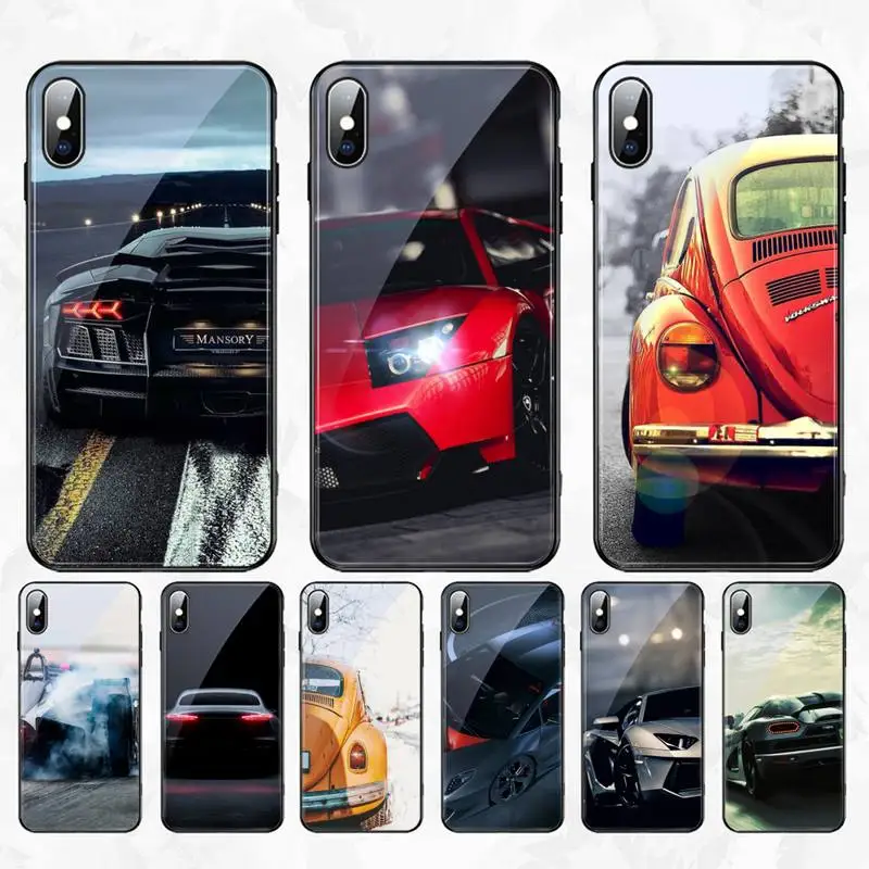 CUTEWANAN Cars Male Men Phone Case cover Shell Tempered Glass For iPhone 11 Pro XR XS MAX 8 X 7 6S 6 Plus SE 2020 case