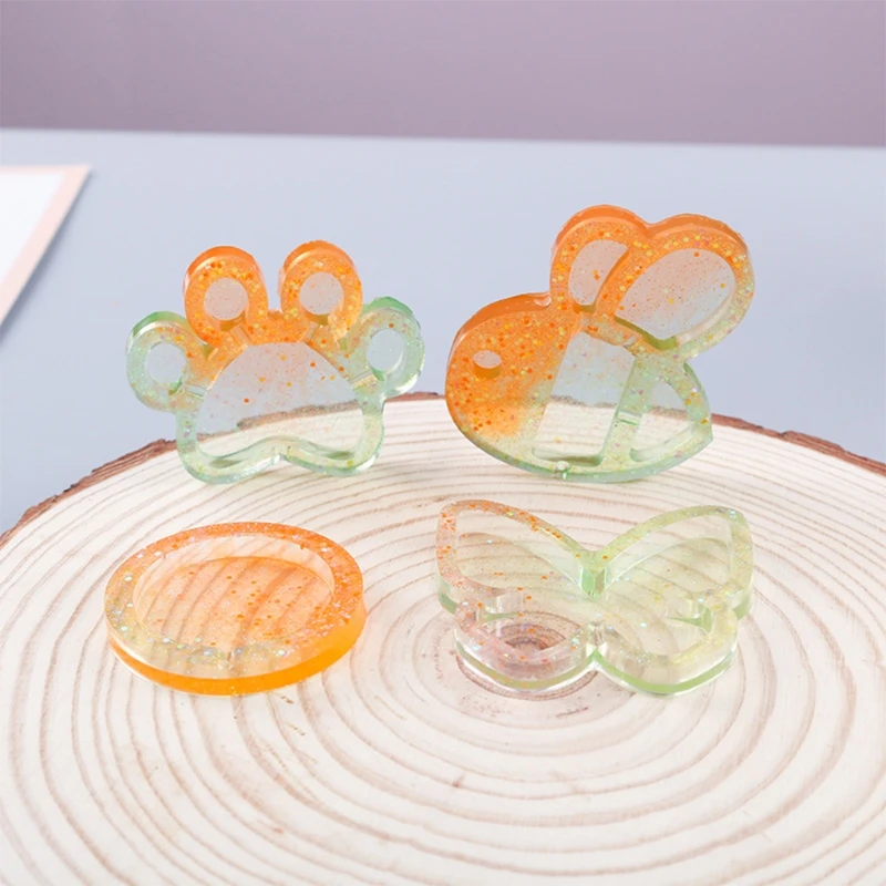 

4 Pcs Shaker Quicksand Crystal Epoxy Resin Mold Jewelry Pendant Silicone Mould