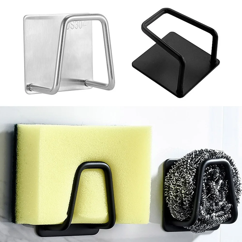 

Kitchen Stainless Steel Sink Sponges Holder Self Adhesive Drain Drying Rack Kitchen Wall Hooks Organizer Holder Sink Accessories