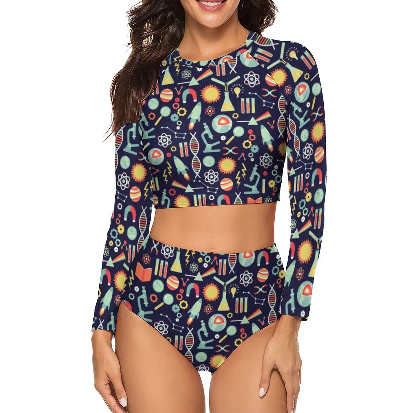 

Купальник-бикини Geek с высокой горловиной, лучший купальник из двух частей, классический летний купальный костюм для подростков