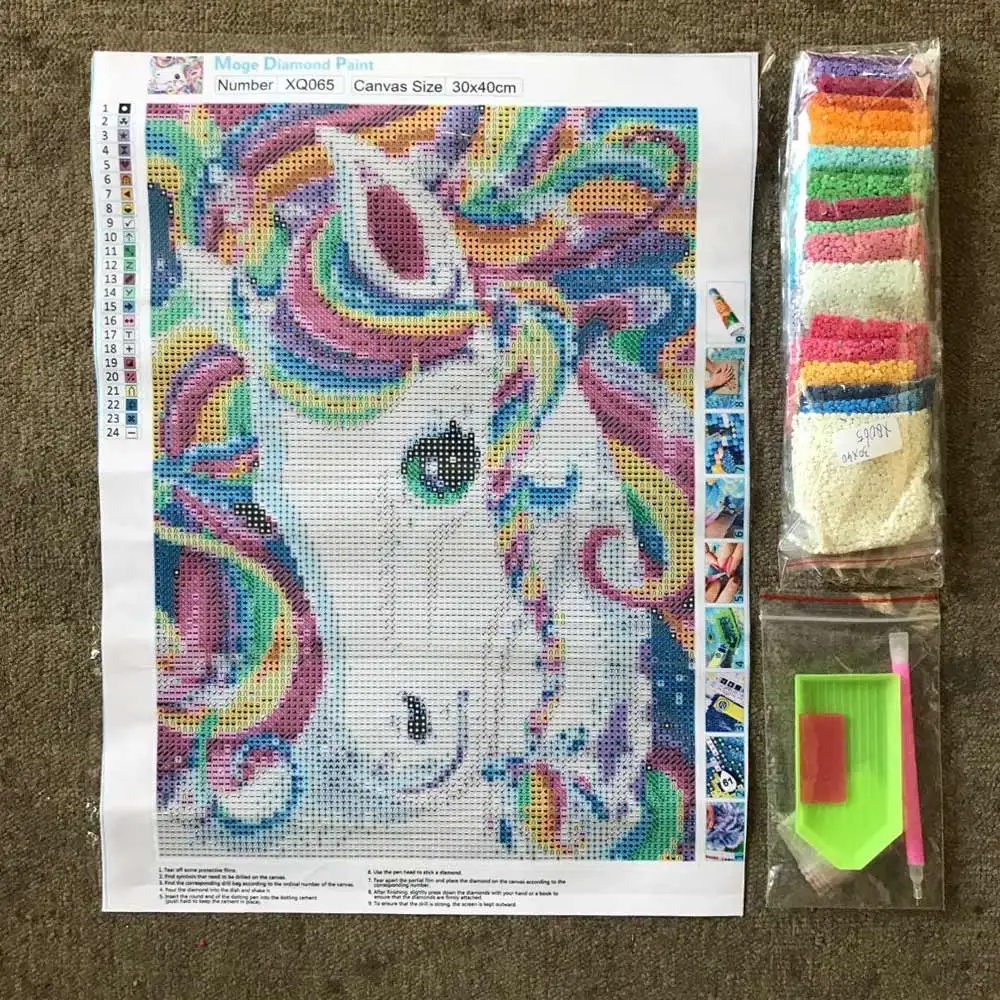 Радуга Единорог Алмазная картина Животное Мультфильм Дети Круглый полный дрель Nouveaute DIY мозаика вышивка 5D вышитые крестом подарки