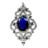queen stylish shiny opens micro pave tinny cz scroll foiled royal blue oval brooches pins vintage jewelry for women dressy party