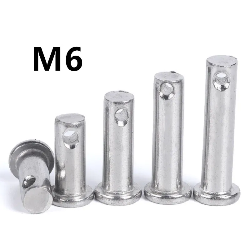 

20pcs/lot M6x12/16/20/25/30/35/40/45/50/60mm GB882 Dowel Pin Flat Head Cylindrical Pin With Hole 304 Stainless Steel