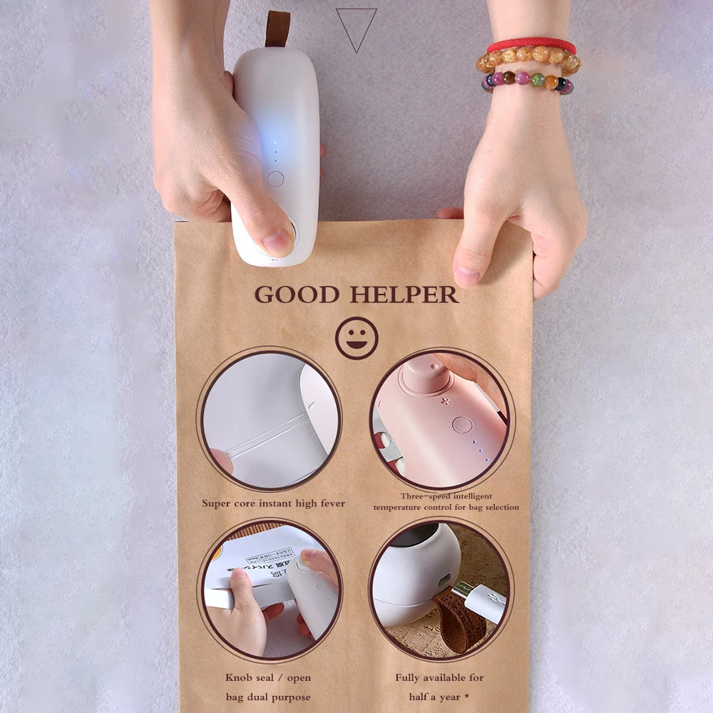 

Портативная Герметичная сумка с USB-зарядкой, ручной упаковщик для закусок, продуктов, кухонные аксессуары