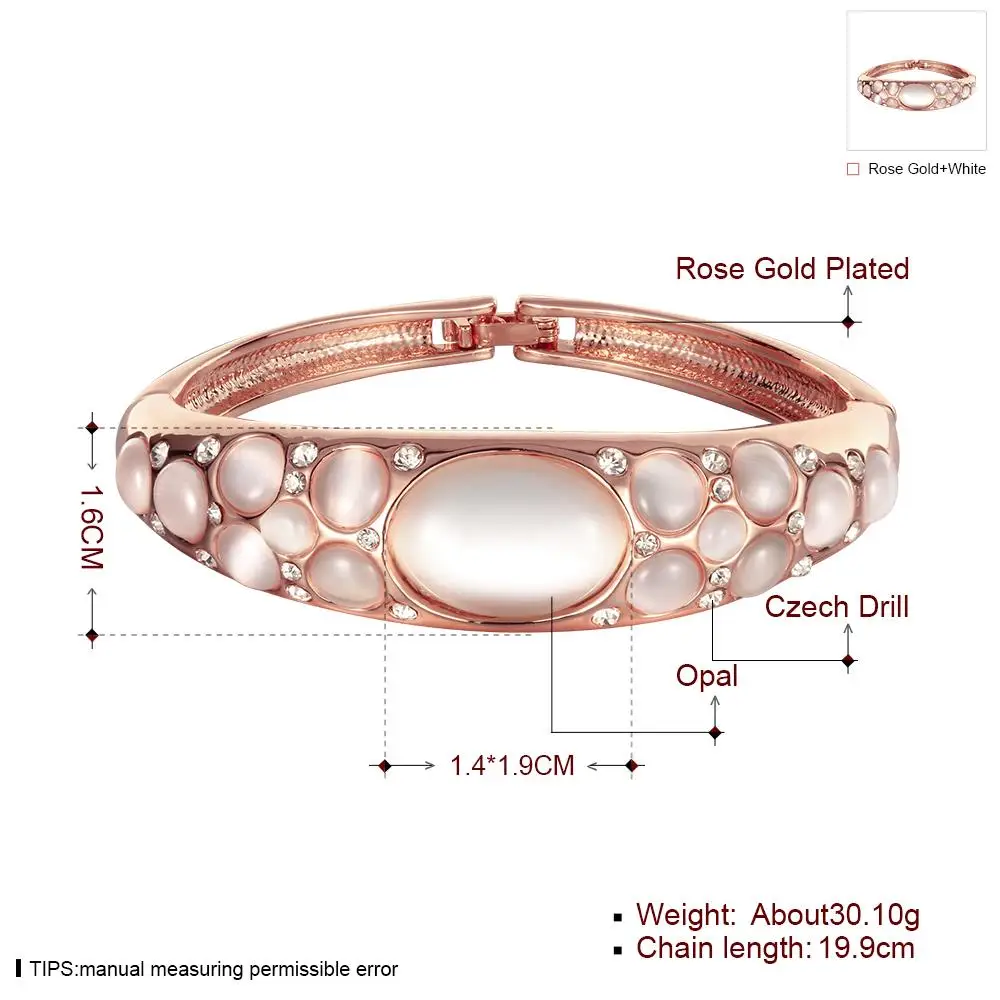 

Fashion Charm Silver Plated Bangle Bracelet with Shiny Opal & ZIrconia for Women Party Luxury Bridesmaid Jewelry LKN18KRGPZ072