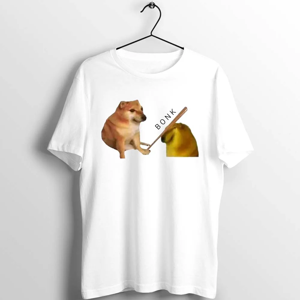 Женская футболка унисекс Bonk Meme Doge забавная Футболка с принтом Swole базовая белая