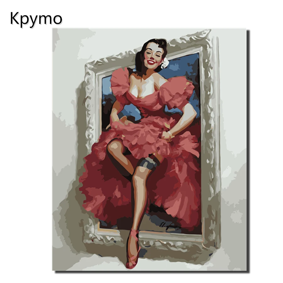 Kpymo горячая сексуальная женщина живопись по номерам на холсте DIY бескаркасная