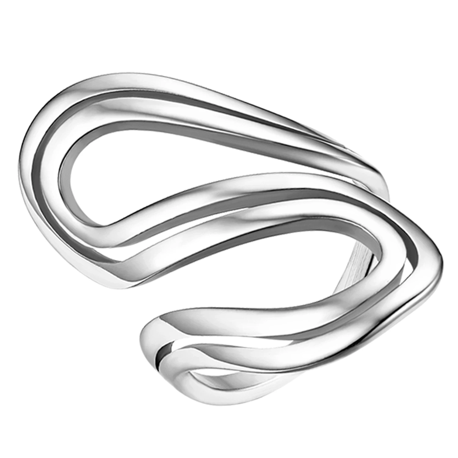 

BONISKISS 2020 Fashionable Exquisite Glossy Multi-layer "S" Shape Stainless Steel Ladies Ring Gold Silver Color ewelry Anillos