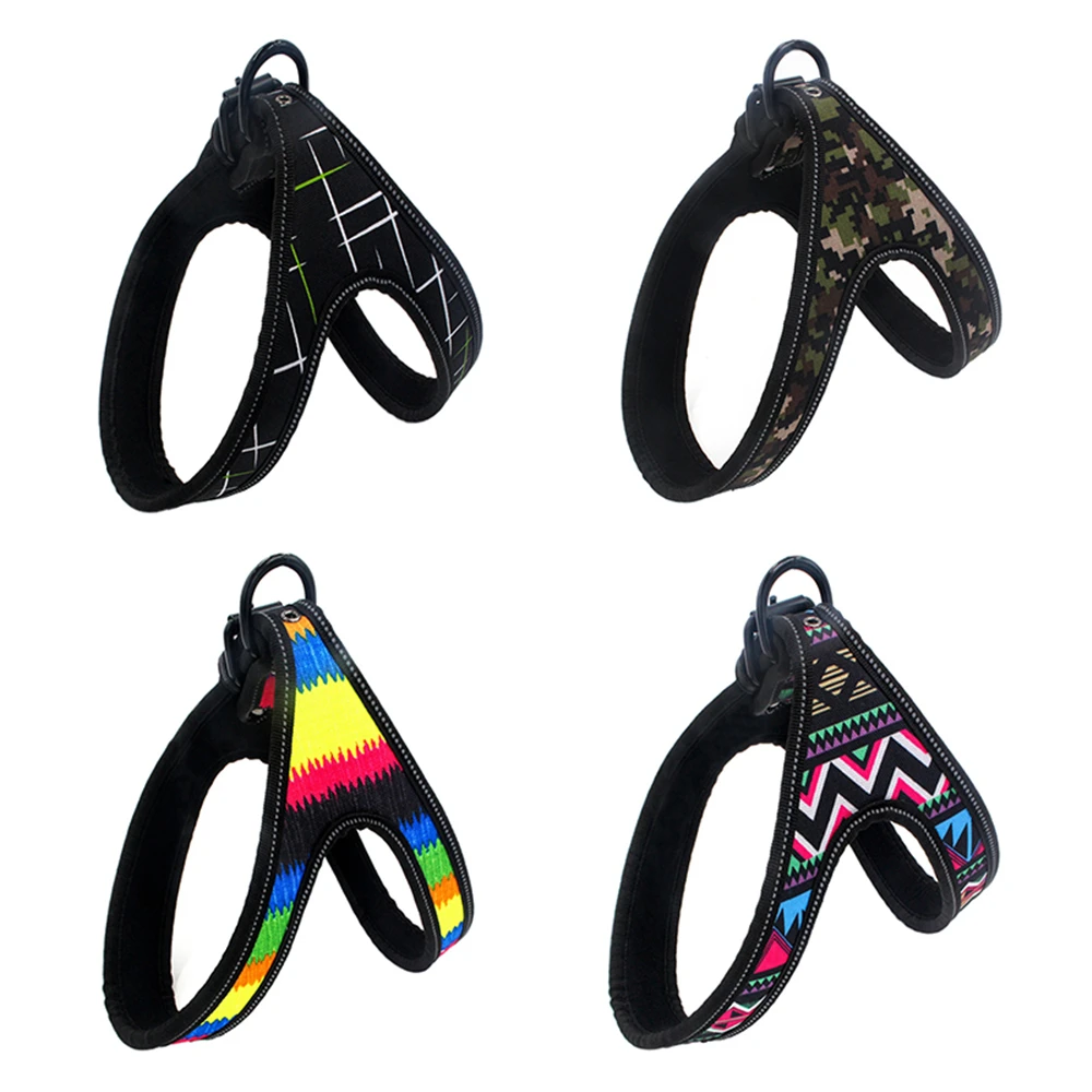 

No-Pull Reflective Pet Dog Vest Harness Collar Small Medium Large Dog Printed Harnesses Puppy Outdoor Travel Training Walking