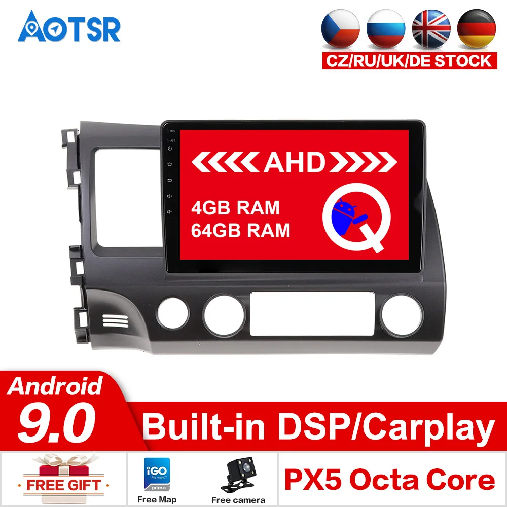 

Автомобильный DVD-плеер Android10.0, мультимедийный радиоприемник для Honda Civic Sedan-2007-2011 с GPS-навигацией, головным устройством, радио проигрывателями