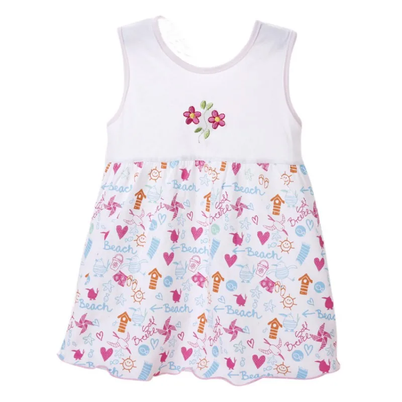 New Random Color Summer Infant Baby Girls Cute Embroidery Sleeveless Lovely O-neck A-Line Mini Dress | Детская одежда и обувь