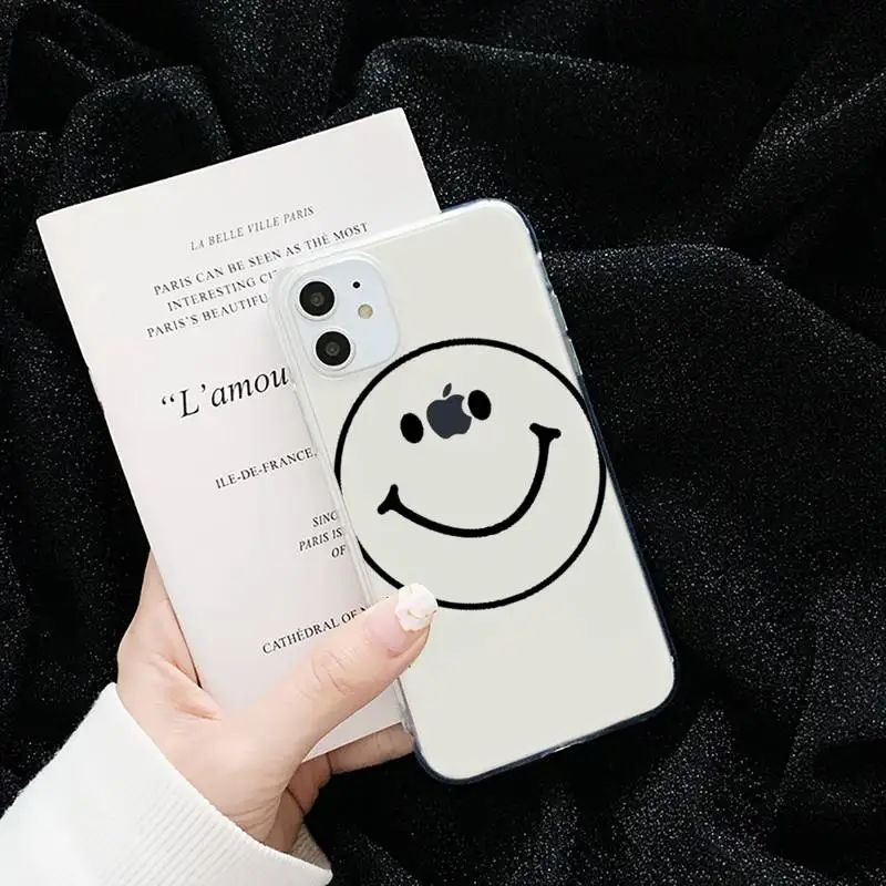 

Cartoon cute funny smiley expression Phone Case Transparent for iPhone 6 7 8 11 12 s mini pro X XS XR MAX Plus cover funda shell