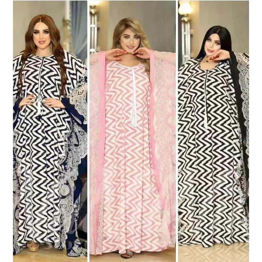 

Ramadan Eid Muslim Print Abaya 2pcs Sets Hijab Maxi Dress African Dashiki Ankara Cardigan Arab Islamic Jalabiya Long Robe Gowns