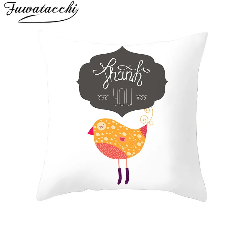 

Fuwatacchi Thanksgiving Day's Cushion Covers Turkey Painting Home Pillow Covers Decorative Throw Pillow for Decorations Gift