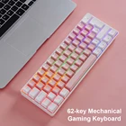 Механическая клавиатура T60, с 62 клавишами, 18 видов, подсветка, USB Type-C, проводная, водонепроницаемая, из АБС-пластика, для игровой клавиатуры ПК