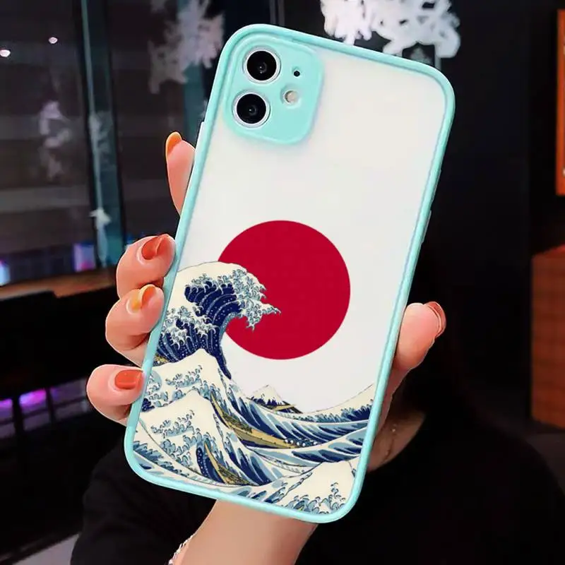 

The Big Wave of kanagawa Phone Cases Matte transparent For blue iPhone 12 Mini 11 Pro XR XS Max 7 8 Plus X Back Cover