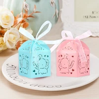 10pcs elephant gifts box laser cut paperboard packaging baby shower boy girl wedding bitrhday party candy box party supplies