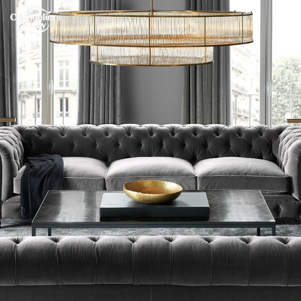 

Modern Vintage Glass Rod Chandelier Lighting Retro LED Chandeliers Pendant Hanging Light for Home Hotel Restaurant Decoration