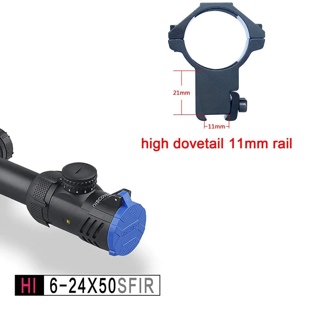 Дискавери Привет 6-24X50 SF нулевой зум ошибка боковой фокусировки прицел с HK 1/2 mil точка сетка для воздушного пистолета Охота оптический прицел - Цвет: high dovetail 11mm r