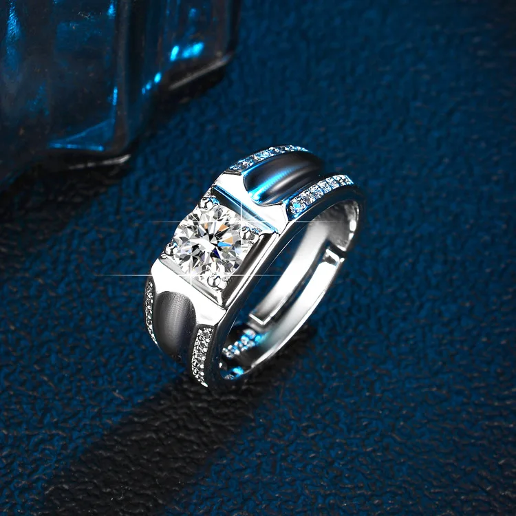 

925 Sterling Silver Wedding Ring Engagement Ring Mens Rings Adjustable