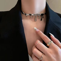 irregular geometric necklaces for women stainless steel color metallic snake chain choker necklace jewelry accessories