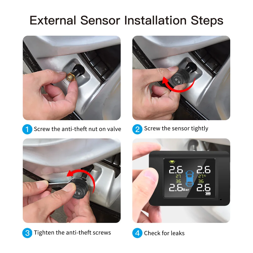 

New Tire Pressure Monitoring System 12.0bar 6/8PCS Sensor Tire Pressure Alarm Truck Vehicles TPMS Real-Time Display