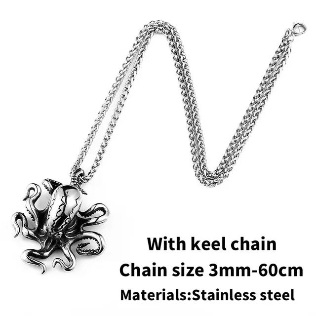 STEEL Beier 316L вакуумная Кофеварка животных Осьминог подвеска, ожерелье панк глубоководный зверь высокого качества ювелирные изделия LLBP8-367P - Окраска металла: STEEL