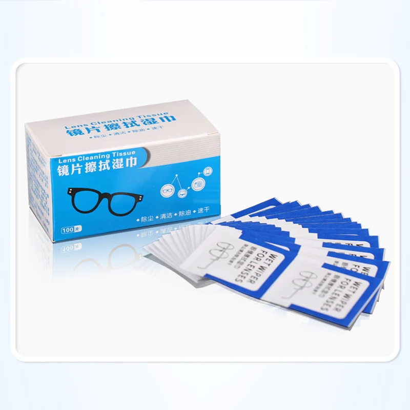 

100pcs Cameras Lens Cleaning Wet Wipes Tissue Glasses Computer Cleaner Disposable Dustproof Dust Remove Phone Screen Wiping Tool