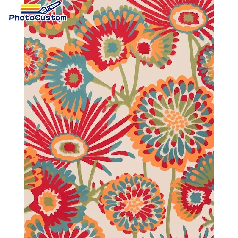 

PhotoCustom Acrylic Diy paints By Numbers Flowers For adult on canvas Drawing by numbers 40*50cm Handpainted Art Home Decor Gift