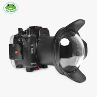 seafrogs black waterproof camera case with dome port for canon eos r 100mm 16 35mm 24 105mm lens