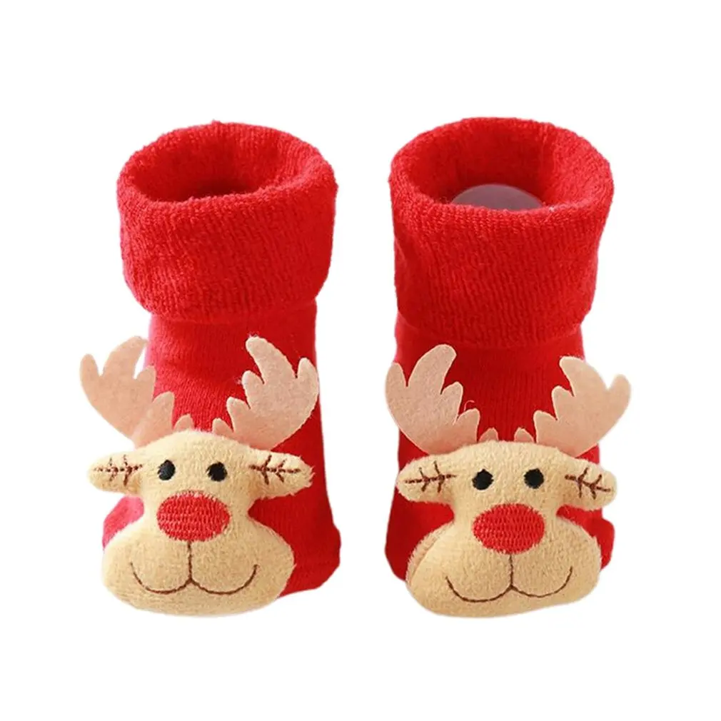 

Infant Christmas Warm Socks Boys Girl Winter Cartoon Animal Elk Socks Breathable Floor Anti-skid Cotton Socks