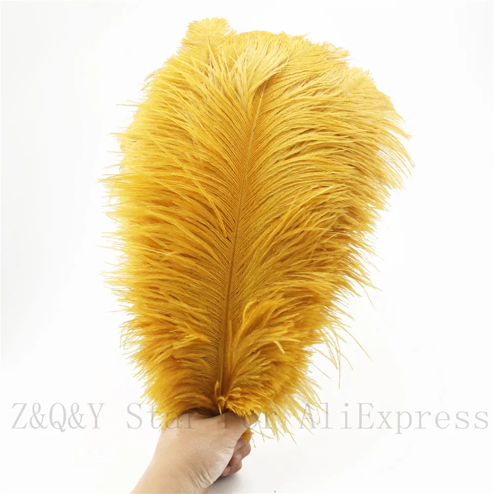 

Natural beautiful 35-40CM (14-16 inches) ostrich hair 10-100 gold-dyed DIY craft jewelry clothing decoration feather