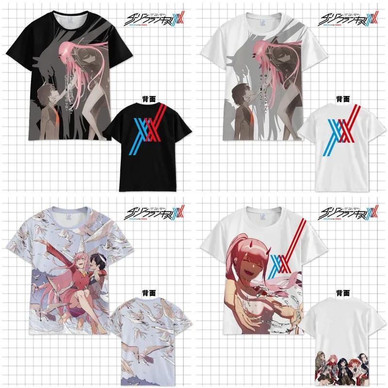 Аниме DARLING in the FRANXX мультфильм Zero два печатных короткий рукав Футболка унисекс