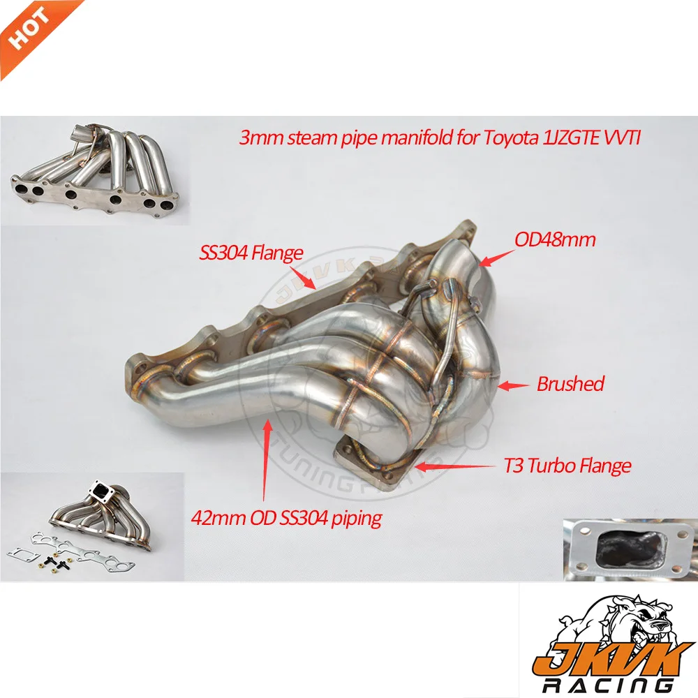 Паровая труба JKVK RACEING 3 мм турбо-коллектор T3 для игрушек ot 1JZGTE 1JZ VVTi + 44 V band