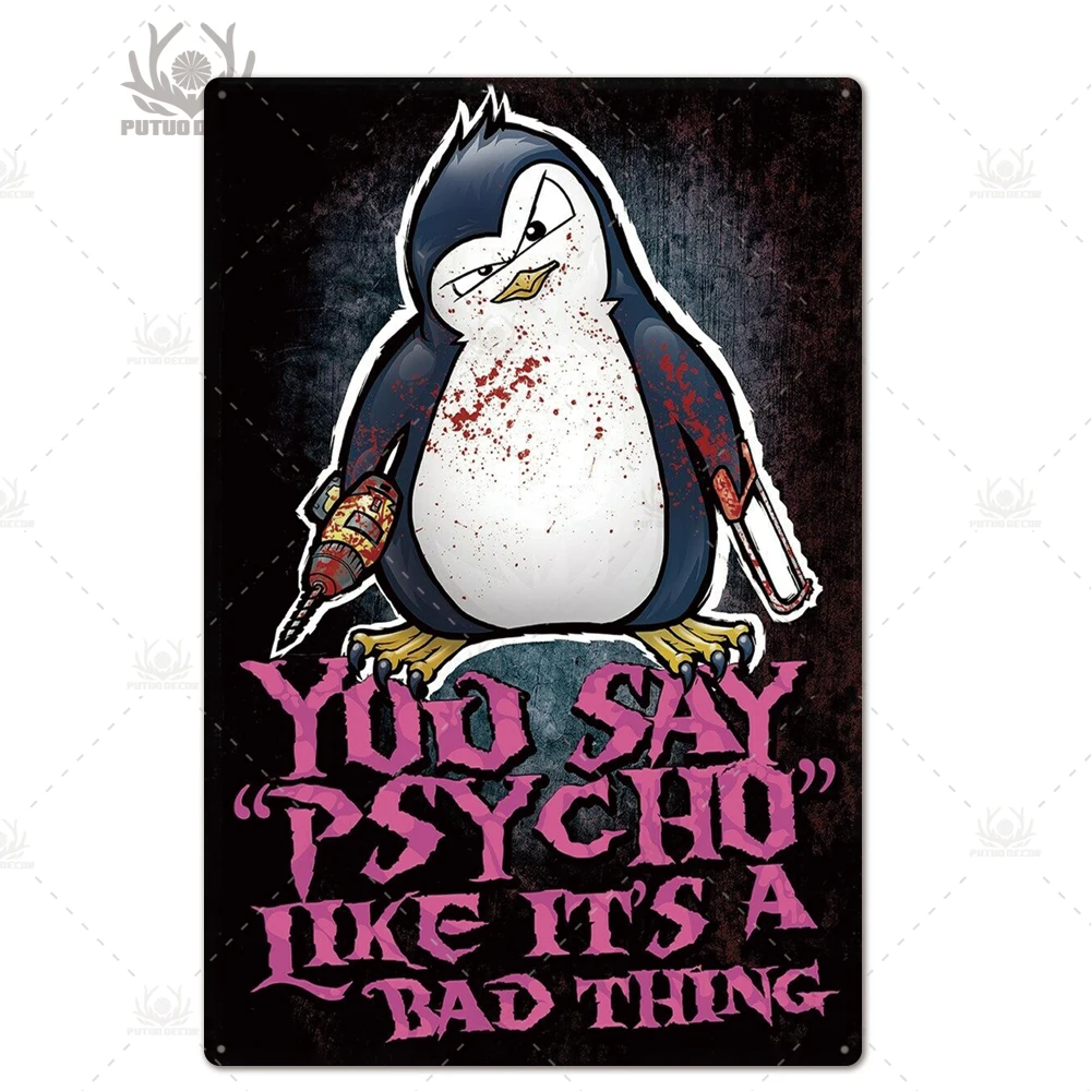 TH3041 Crazy Penguin металлический плакат Забавный металлический оловянный знак железная Живопись Домашний Декор декоративная металлическая тарелка Настенный декор - Цвет: TH3041