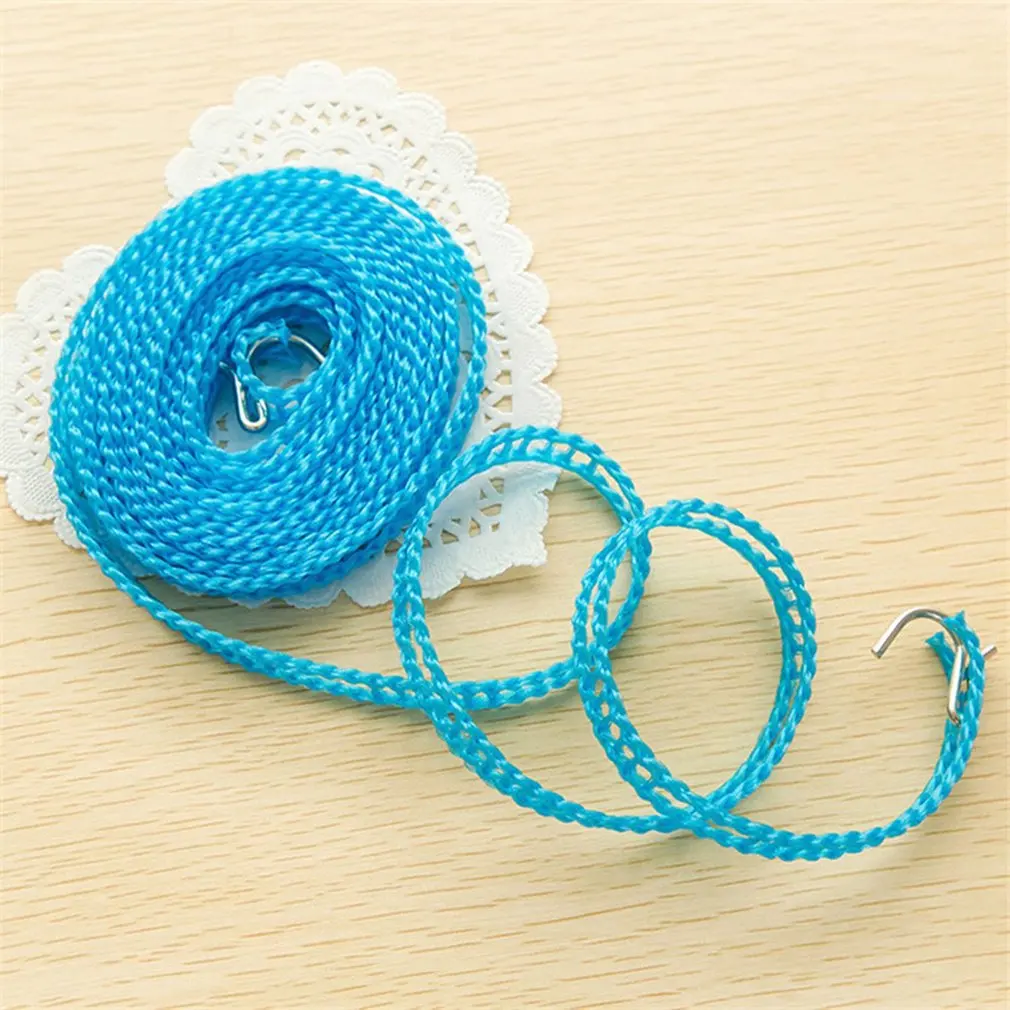 Non-slip Drying Clothes Hanger Rope Windproof Nylon Clothesline Washing Line With Metal Hook Laundry | Дом и сад