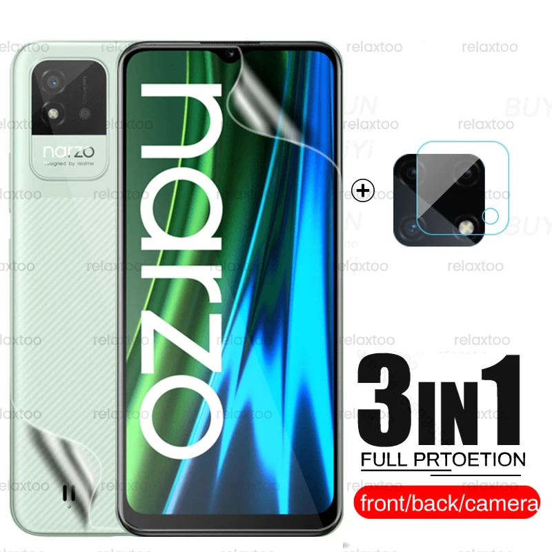 

1-To-3 Back Front Hydrogel Film for Realme Narzo 50A 50I 50 A I Screen Protector Not Glass Realmi Narzo50A Narzo50I Camera Glass