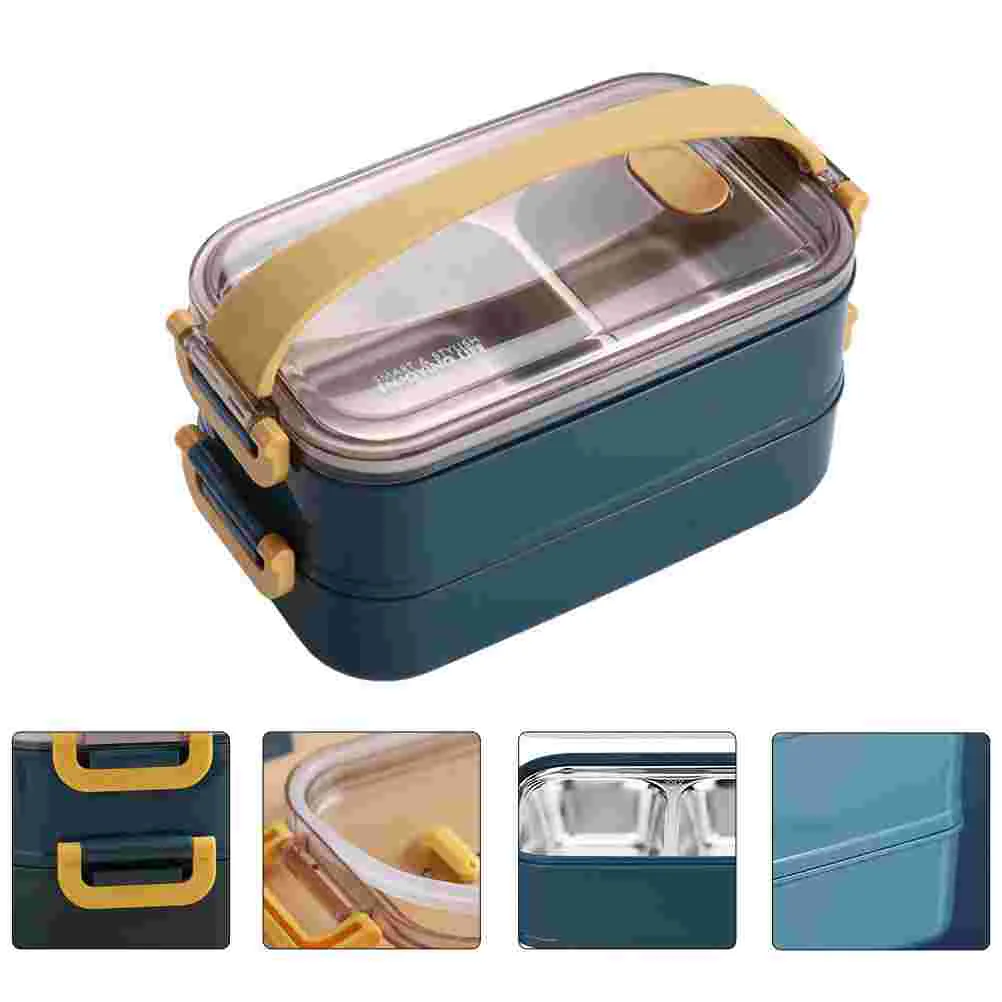 

1pc Divided Grid Insulated Lunch Case Portable Food Container