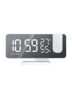 digital projection led alarm clock fm radio and mirror bluetooth card alarm clock for bedroom large number clock light cute